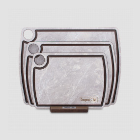 Набор из 3-х разделочных досок на подставке, мрамор светлый, в подарочной упаковке, композитный материал, серия Fashion, ComposeEat, Россия, Доски разделочные
