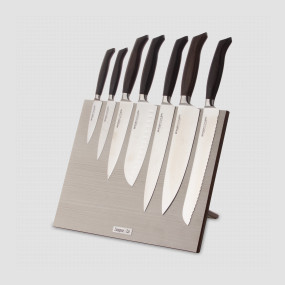 Набор кухонных ножей, 7 штук, на магнитной подставке ComposeEat, серия Ergo Line Smoked Oak, BERGER CUTLERY, Германия, Наборы кухонных ножей