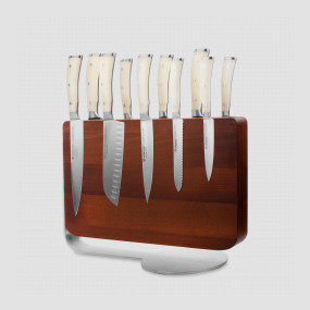 Набор из 10-и кухонных ножей на магнитной подставке из бука, серия Ikon Cream White, WUESTHOF, Золинген, Германия, Подарочный набор кухонных ножей