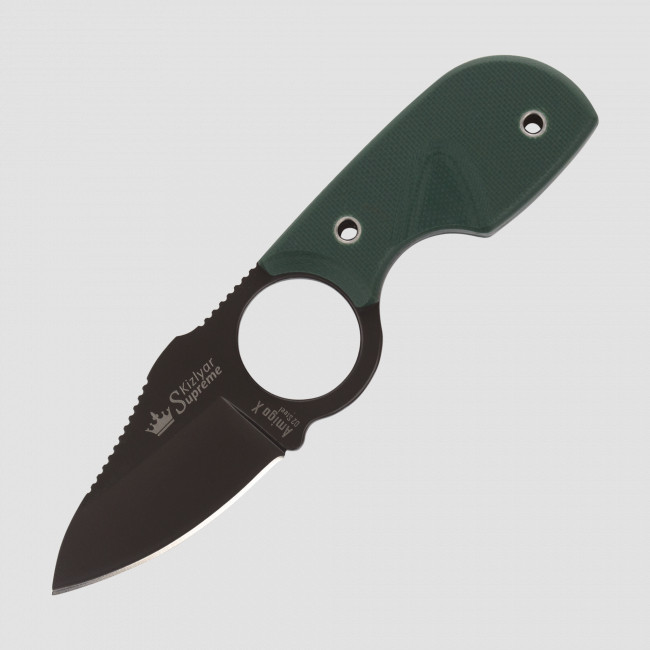 Нож с фиксированным клинком Amigo-X, Titanium Nitride, сталь D2, зеленый, KIZLYAR SUPREME, Россия
