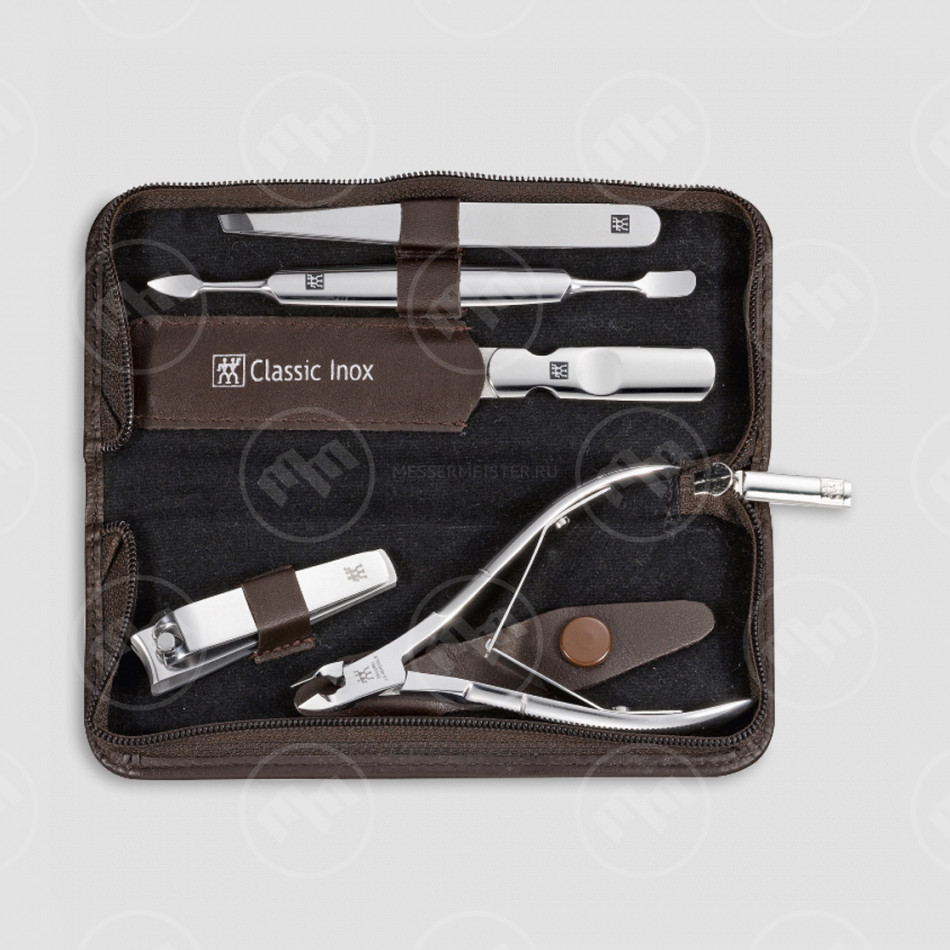 Набор маникюрный в кожаном футляре, цвет коричневый, 5 предметов, Classic Inox, ZWILLING J.A. HENCKELS, Германия