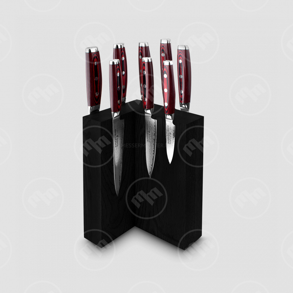 Набор из 8-ми кухонных ножей на подставке из дуба, серия GOU 161, YAXELL, Япония