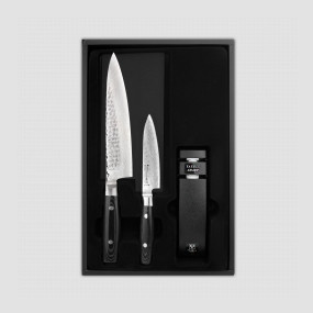 Набор из 2-х кухонных ножей с точилкой, дамасская сталь, серия Zen, YAXELL, Япония, Наборы кухонных ножей