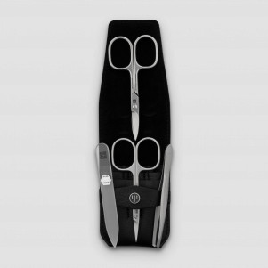 Набор маникюрный 4 предмета в кожаном футляре, цвет черный, сатин, серия Manicure sets, WUESTHOF, Германия, pogoryachee