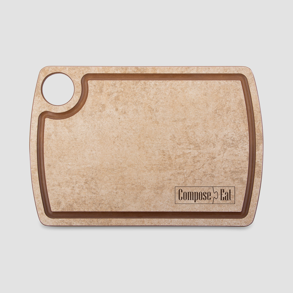 Доска разделочная композитная с желобом, 22х15см. порфир кремовый, серия Fashion, ComposeEat, Россия