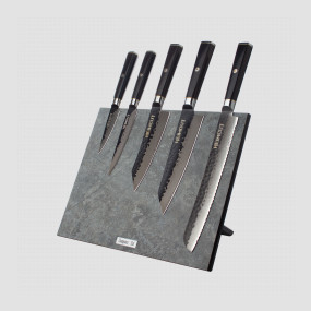 Набор кухонных ножей, 5 штук, на магнитной подставке, серия Black Damascus, HEIMCUT, Россия, HEIMCUT (Россия)