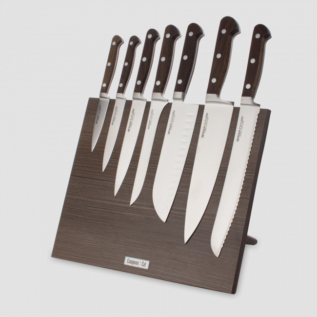 Набор кухонных ножей, 7 штук, на магнитной подставке ComposeEat, серия Classic Smoked Oak, BERGER CUTLERY, Германия
