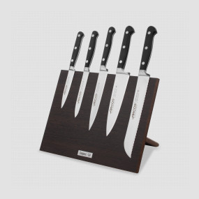 Набор кухонных ножей, 5 штук, на магнитной композитной подставке ComposeEat (венге), серия Opera, ARCOS, Испания, Набор ножей 5 предметов