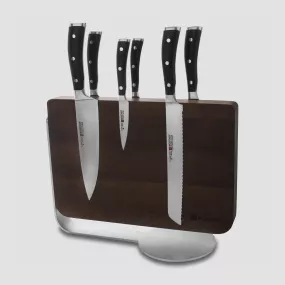 Набор кухонных ножей 6 штук на деревянной, магнитной подставке, серия Classic Ikon, WUESTHOF, Золинген, Германия, Наборы кухонных ножей WUESTHOF