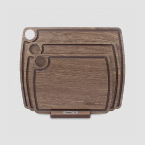 Набор из 3-х разделочных досок на подставке, дуб темный, в подарочной коробке, композитный материал, серия Fashion, ComposeEat, Россия, Доски разделочные