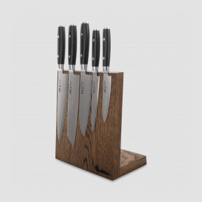 Набор из 5-ти кухонных ножей на подставке из дуба, серия RAN, YAXELL, Япония, YAXELL (Япония)