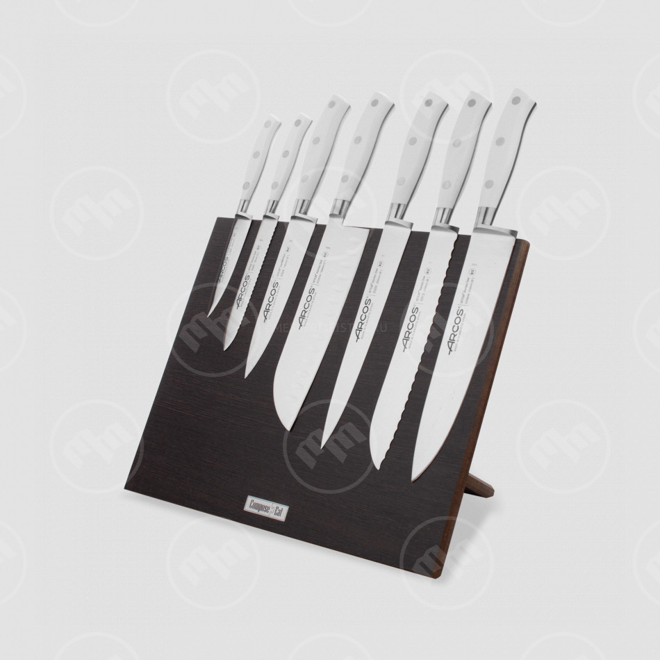 Набор кухонных ножей, 7 штук, на магнитной композитной подставке ComposeEat (венге), серия Riviera Blanca, ARCOS, Испания
