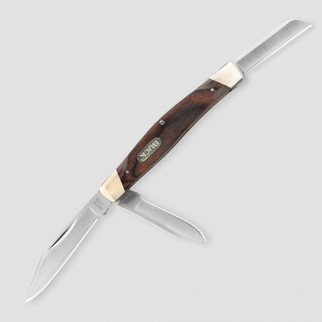 Нож многофункциональный Stockman 3 Blade Woodgrain, 7.0 см, BUCK, США