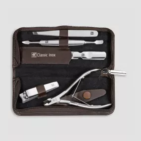 Набор маникюрный в кожаном футляре, цвет коричневый, 5 предметов, Classic Inox, ZWILLING J.A. HENCKELS, Германия, Лучшие маникюрные наборы