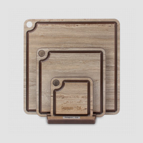 Набор сервировочных досок, 3 штуки, на подставке, травертин капучино, композитный материал, серия ProFashion, ComposeEat, Россия, Столовые приборы и сервировка