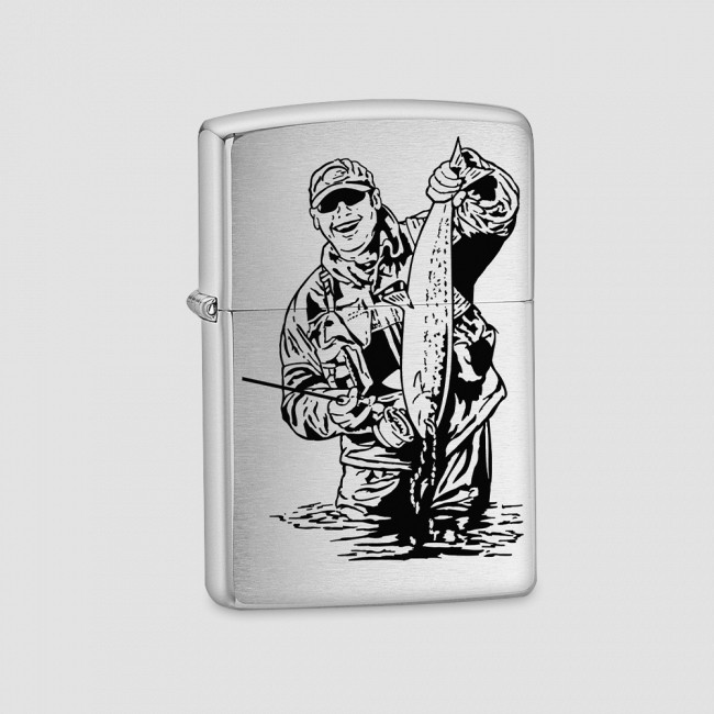 Зажигалка Рыбак Brushed Chrome, ZIPPO, США