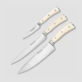 Набор кухонных ножей 3 штуки, серия Ikon Cream White, WUESTHOF, Золинген, Германия, Наборы кухонных ножей WUESTHOF