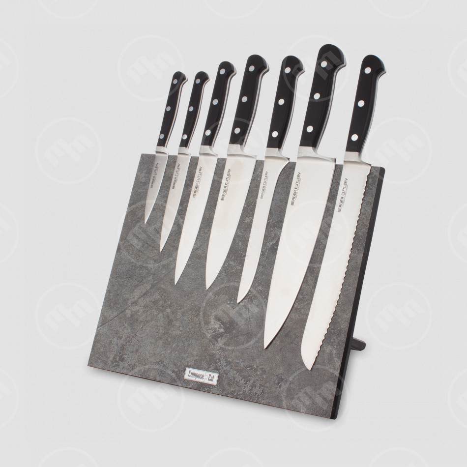 Набор кухонных ножей, 7 штук, на магнитной подставке ComposeEat, серия Classic Pro, BERGER CUTLERY, Германия
