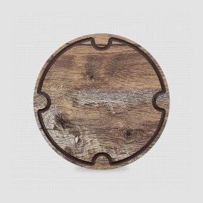 Доска круглая для сервировки и нарезки с желобом, 25 см, дуб мореный, композитный материал, серия Surface, ComposeEat, Россия, Столовые приборы и сервировка