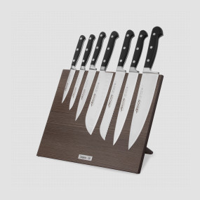 Набор кухонных ножей, 7 штук, на магнитной композитной подставке ComposeEat (темное дерево), серия Opera, ARCOS, Испания, Подарочный набор кухонных ножей