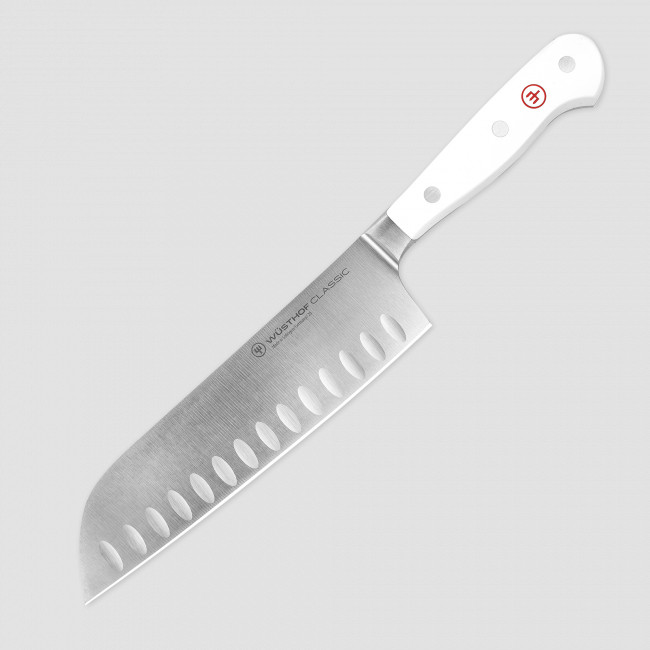 Нож кухонный Сантоку 17 см, с углублениями на кромке, серия White Classic, WUESTHOF, Золинген, Германия