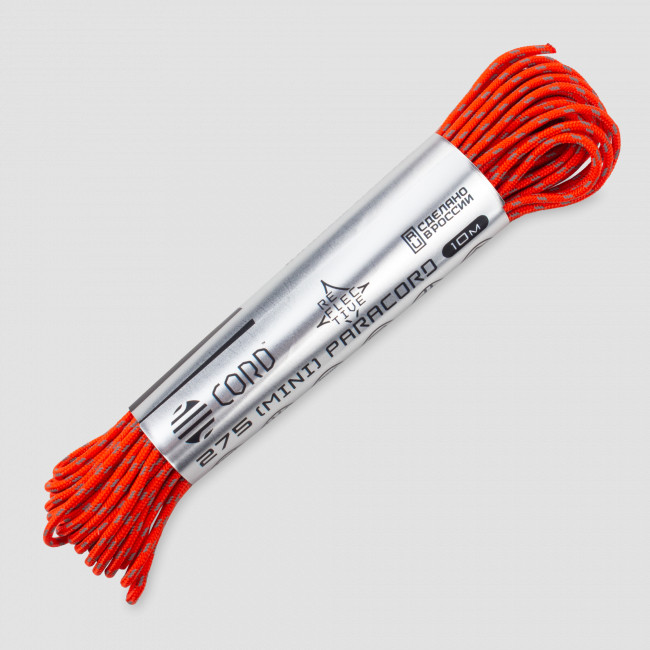 Паракорд 275 световозвращающий neon orange, 10 м, серия Cord 275, CORD, Россия