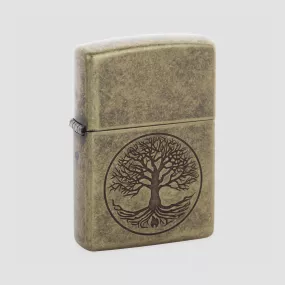 Зажигалка Classic Tree of Life с покрытием Antique Brass, материал латунь, медная, матовая, ZIPPO, США, Зажигалки ZIPPO