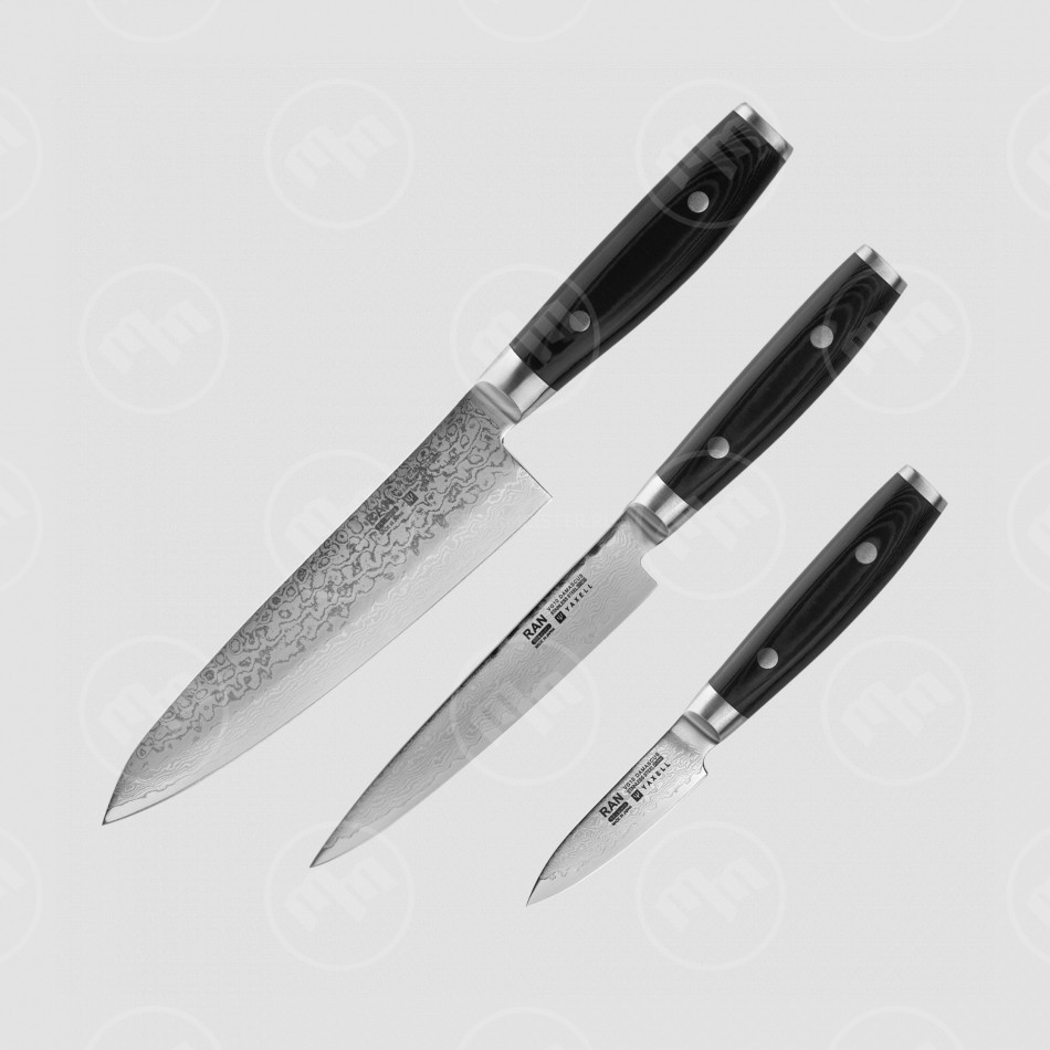 Набор кухонных ножей поварская тройка, серия RAN, YAXELL, Япония
