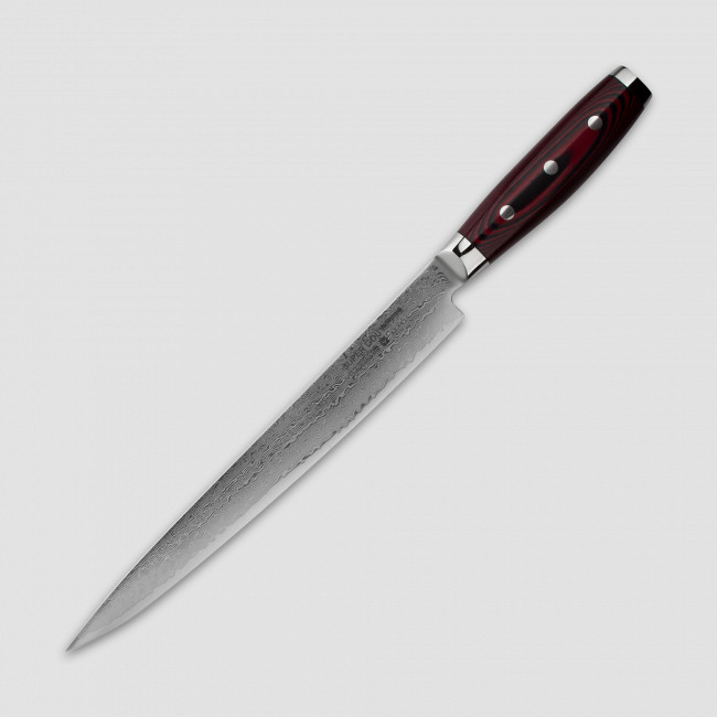 Нож кухонный для тонкой нарезки 25 см, Sujihiki, дамасская сталь, серия GOU 161, YAXELL, Япония