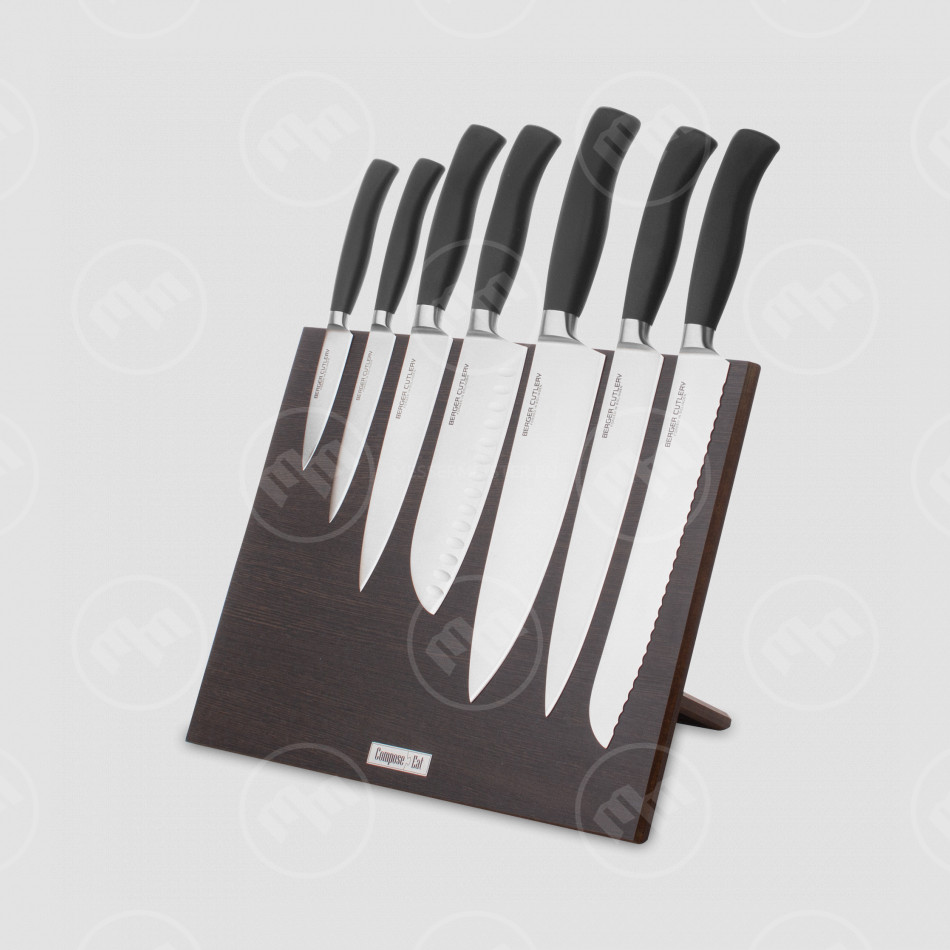 Набор кухонных ножей, 7 штук, на магнитной подставке ComposeEat, серия Ergo Line Pro, BERGER CUTLERY, Германия