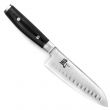 Нож кухонный Сантоку 16,5 см, с углублениями на лезвии, Santoku, дамасская сталь, серия Ran, YAXELL, Япония_00796990062377048881.jpg