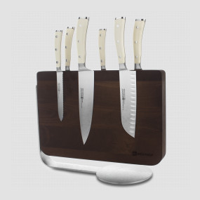 Набор кухонных ножей 6 штук на деревянной, магнитной подставке, серия Ikon Cream White, WUESTHOF, Золинген, Германия, Набор ножей 5 предметов