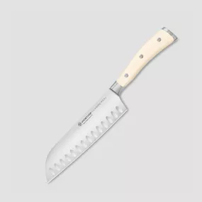 Нож кухонный Сантоку 17 см, с углублениями на кромке, серия Ikon Cream White, WUESTHOF, Золинген, Германия, Нож поварской профессиональный