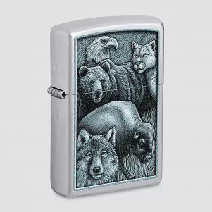 Зажигалка бензиновая Animal Kingdom Design Satin Chrome, ZIPPO, США, Зажигалки ZIPPO