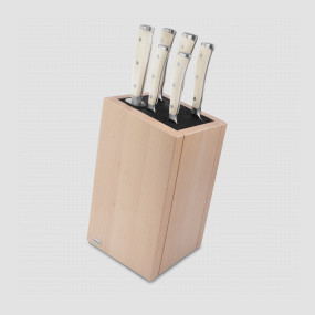 Набор из 5-ти кухонных ножей в подставке из бука, серия Ikon Cream White, WUESTHOF, Золинген, Германия, Наборы ножей 6 предметов