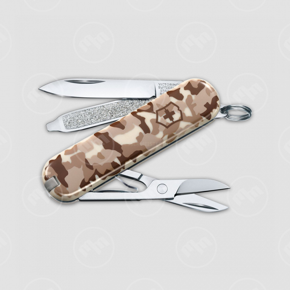 Нож швейцарский складной Classic SD Desert Camouflage, 7 функций, 4 см, VICTORINOX, Швейцария