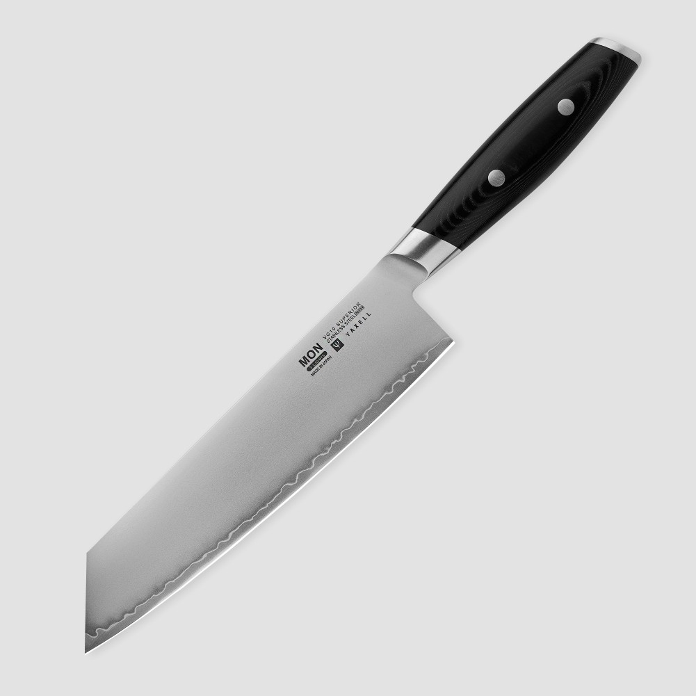 Профессиональный поварской кухонный нож, Kiritsuke 20 см, дамасская сталь, серия Mon, YAXELL, Япония