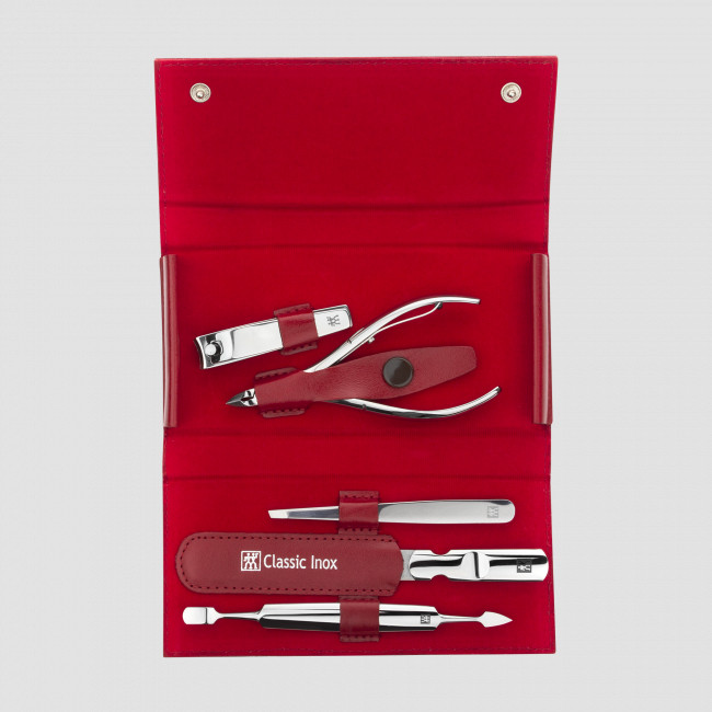 Набор маникюрный в кожаном футляре, цвет красный, 5 предметов, Classic Inox, ZWILLING J.A. HENCKELS, Германия