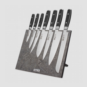 Набор кухонных ножей, 7 штук, на магнитной подставке ComposeEat (Vintage Grey), серия RAN, YAXELL, Япония, Наборы кухонных ножей