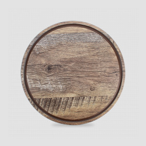 Доска круглая для нарезки и сервировки с желобом, 24 см, дуб мореный, композитный материал, серия Fashion, ComposeEat, Россия, Столовые приборы и сервировка