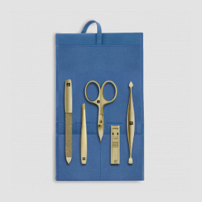 Набор маникюрный в кожаном футляре, цвет голубой, 5 предметов, Twinox Gold, ZWILLING J.A. HENCKELS, Германия, Наборы маникюрные