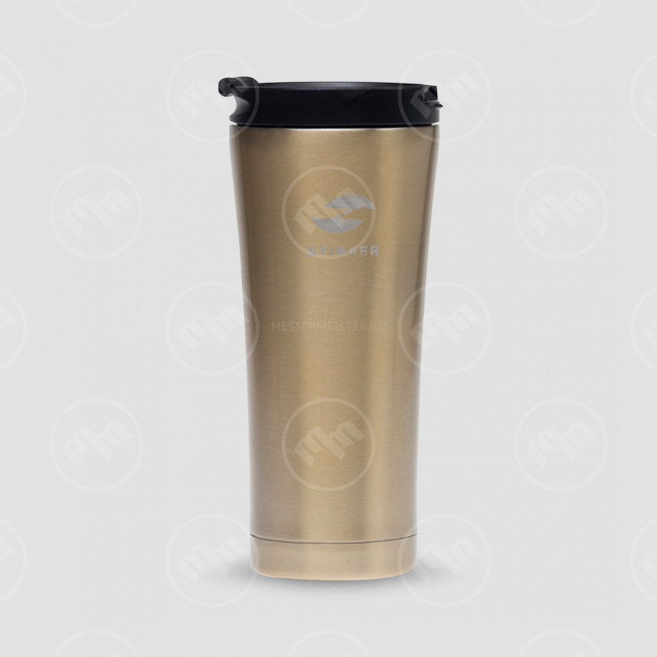 Термокружка, 450 мл, нержавеющая сталь, коричневый, STINGER, Россия