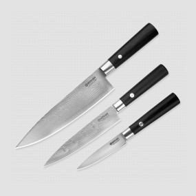 Набор из 3-х кухонных ножей, серия Damast Black, BOKER, Германия, Наборы ножей "Поварская тройка" 