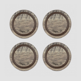Набор подставок под кружку Бирдекель, 4 шт., диам. 95 мм, дуб мореный, подарочная коробка, серия Fashion, ComposeEat, Россия, Кухонные аксессуары COMPOSE EAT