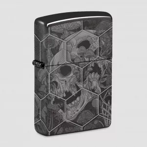 Зажигалка бензиновая Mushroom Skulls High Polish Black, ZIPPO, США, Зажигалки ZIPPO