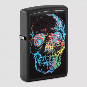 Зажигалка бензиновая Colorful Skull Design Black Matte, ZIPPO, США, Зажигалки ZIPPO