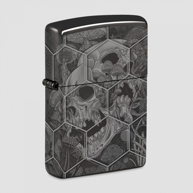 Зажигалка бензиновая Mushroom Skulls High Polish Black, ZIPPO, США