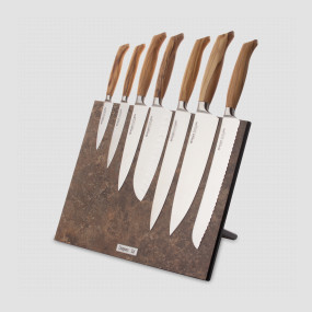 Набор кухонных ножей, 7 штук, на магнитной подставке ComposeEat, серия Ergo Line Olive, BERGER CUTLERY, Германия, Ergo Olive BERGER CUTLERY