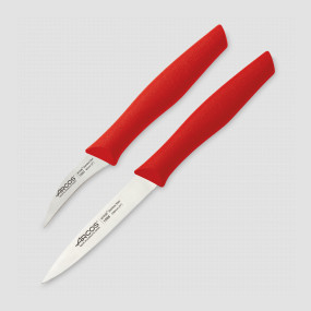 Набор из 2-х кухонных ножей для чистки и нарезки овощей, рукоять красная, серия Nova, ARCOS, Испания, Ножи для чистки и резки овощей