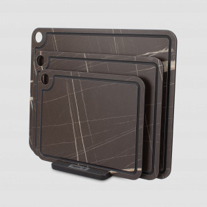 Набор из 3-х разделочных досок на подставке, мрамор Сахара Brown, в подарочной упаковке, композитный материал, серия Elegance, ComposeEat, Россия, Наборы разделочных досок COMPOSE EAT